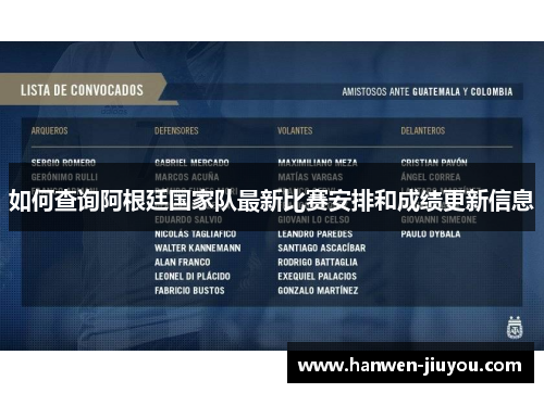 如何查询阿根廷国家队最新比赛安排和成绩更新信息