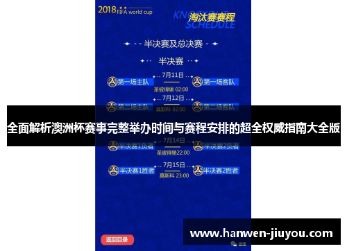全面解析澳洲杯赛事完整举办时间与赛程安排的超全权威指南大全版 全面解析澳洲杯赛事完整举办时间与赛程安排的超全权威指南大全版
